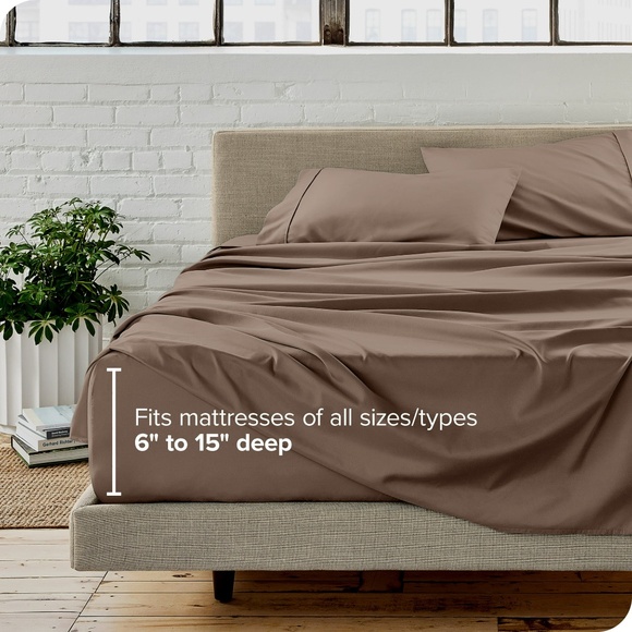 Bare Home Split King Sheet Set - 1800 Ultra-Soft Microfiber Bed Sheets - Taupe - Picture 2 of 8